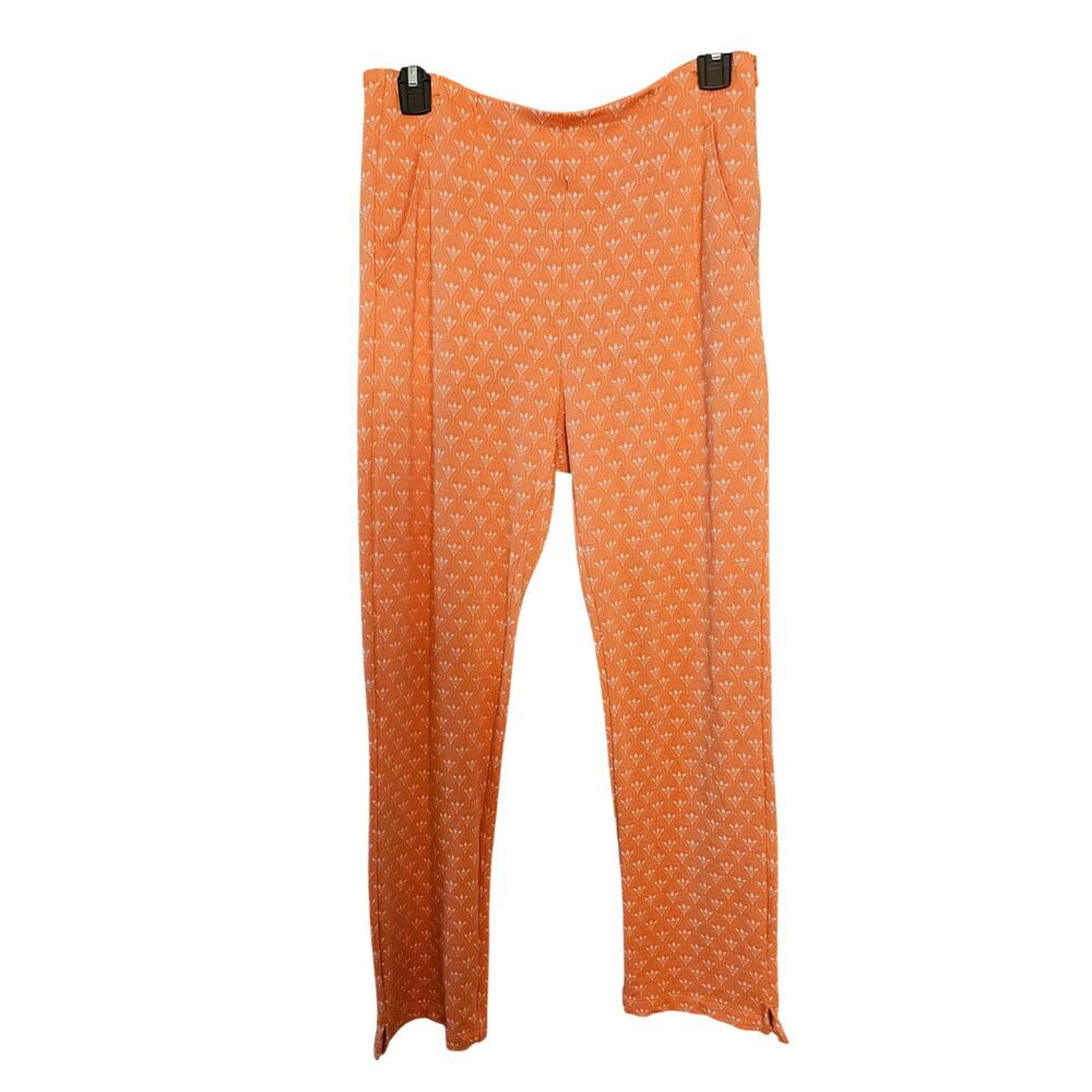 Adidas Originals All Over Trefoil Print Pants Dusky Orange Side Zip Size 6 #17